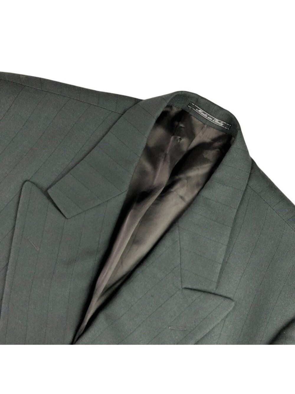VTG Lubiam Men's Wool 6-Button Blazer Green Stripe • Italy • US 42R | EU 52